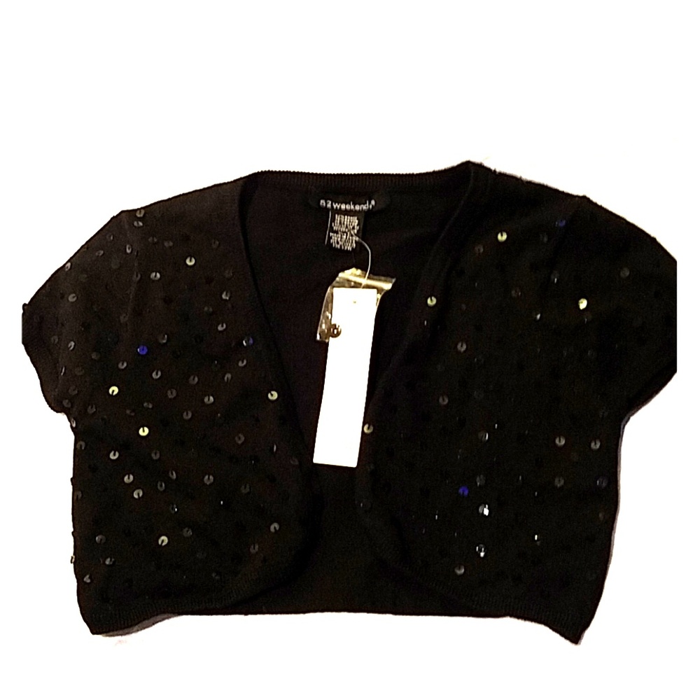 Short sequined cardigan sweater (shrug)